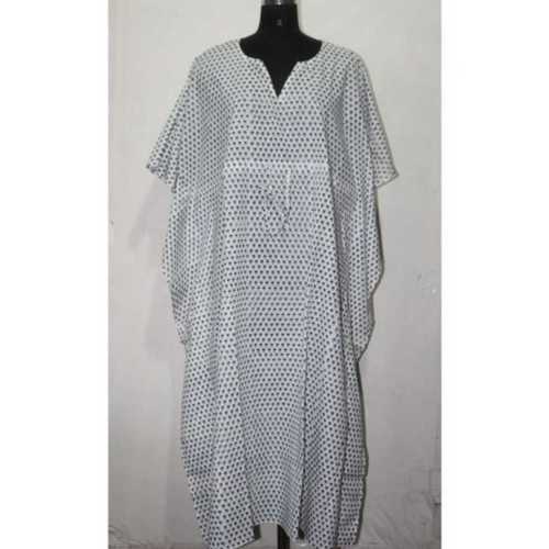 Black Cotton Plain Kaftan Dress