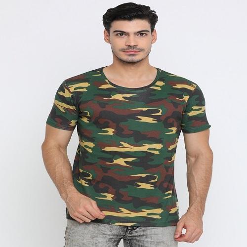 Mens Round Neck Camouflage T Shirt Age Group: Adult