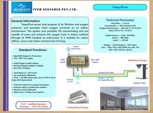 Vaayupure Oxygen Enhancer For Indoor  Diameter: Length:8 Inch X Width:15 Mm Inch (In)