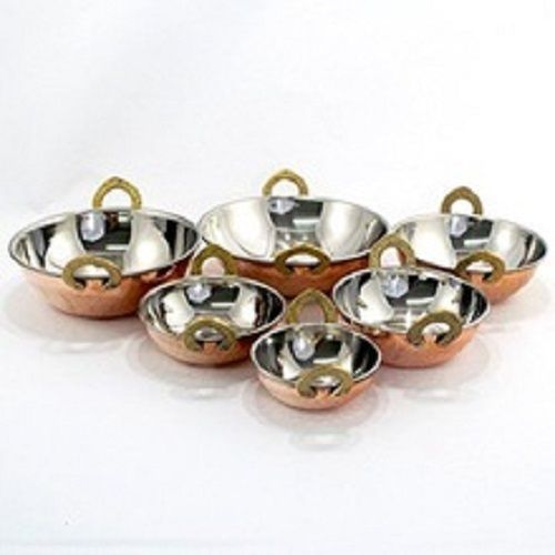 Silver Hammered Copper Kadai Serving Dish