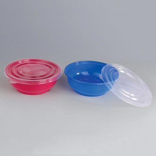 White Plastic Disposable Round Shape Container With Lid