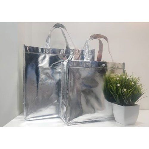 Silver Shining Metallic Shopping Bag