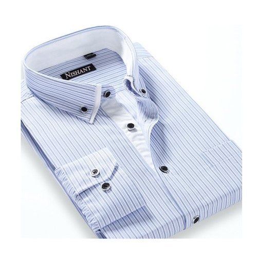 Blue Men Striped Formal Shirt