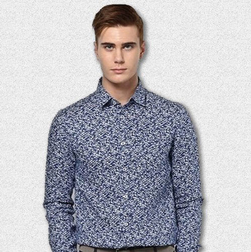 Blue Mens Stylish Party Wear Shirt