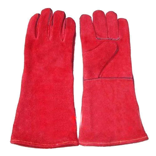 Red Plain Leather Glove