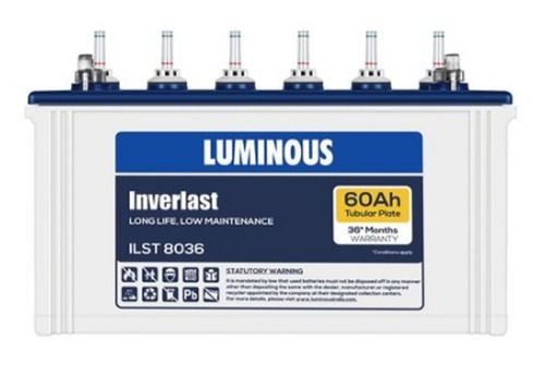 Ilst8036 60Ah Luminous Inverlast Tubular Plate Battery Nominal Voltage: 12 Volt (V)