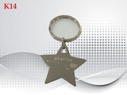 Silver & Black Star Shape Metal Key Ring