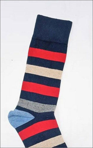 Multicolor Mens Red Stripe Full Length Socks