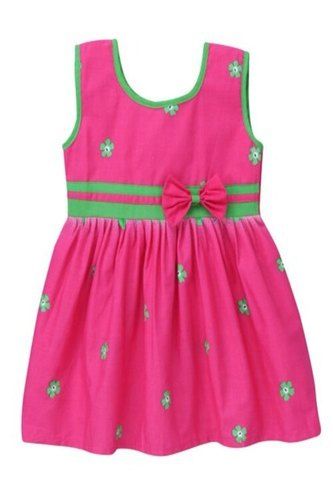 Flower Pink Color Cotton Frocks