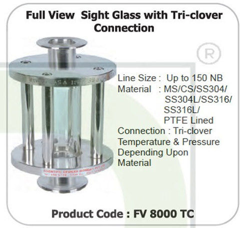 Metal Full View Sight Glass With Ti-Clover Connection