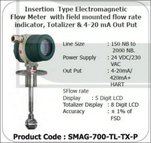 Insertion Type Electromagnetic Flow Meter With Field Mounted Flow Rate Indicator