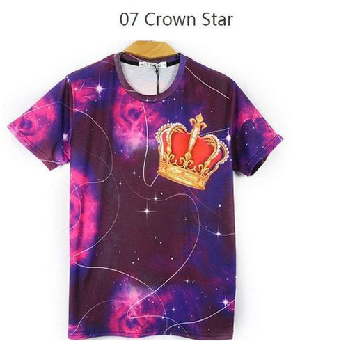 3D Space And Crown Printed T Shirt Age Group: Adult