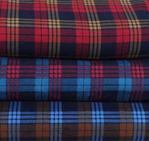 Printed Checked Multi Color Poplin Fabric 