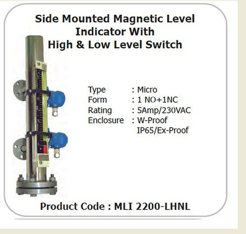 हाई और लो स्विच के साथ साइड माउंटेड मैग्नेटिक लेवल इंडिकेटर