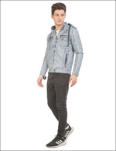 Gray Mens Denim Designer Jackets