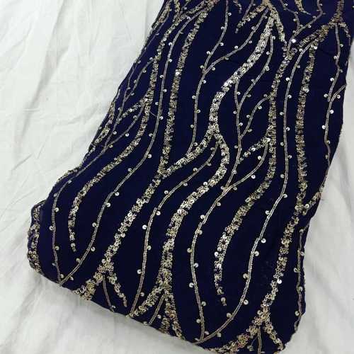 Sequence And Thread Work Georgetta Fabric - Lightweight, Shrink-resistant Material | Available In Various Colors, Skin Friendly, Timely Delivered