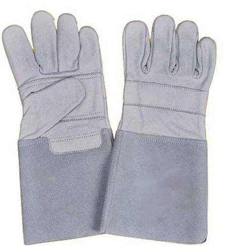 Grey Full Fingered Leather Safety Gloves