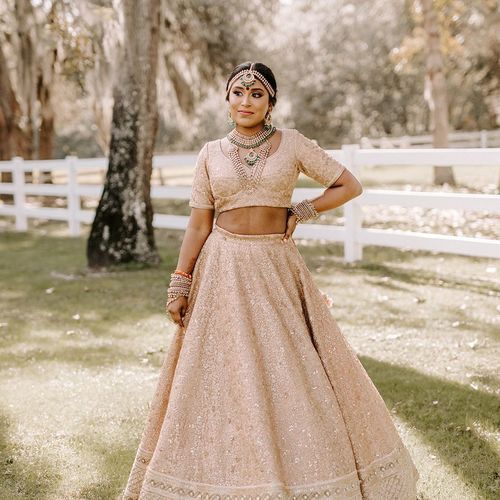 Bridal Embroidered Lehenga With Half Sleeve Based Choli Set