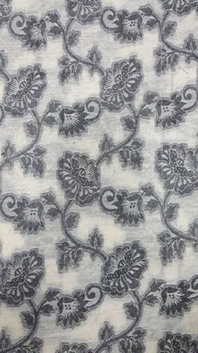 Stain & Wrinkle Resistant White And Black Stylish Chanderi Fabric