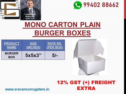 White Mono Carton Burger Box