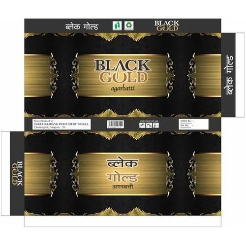 Printed Black Gold Agarbatti Box Length: 8-10 Inch (In)