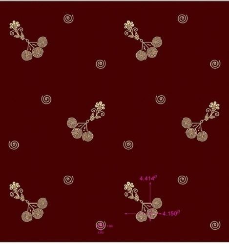 Stain & Wrinkle Resistant Maroon Roto Gold Printed Mattress Fabric