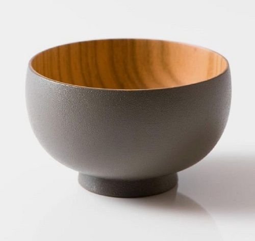 Wooden Bowl With Enamel Paint Outside