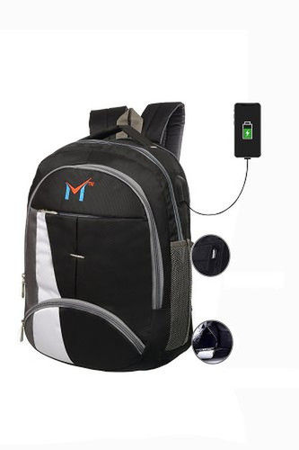 Black Polyester Usb Port Laptop Bag