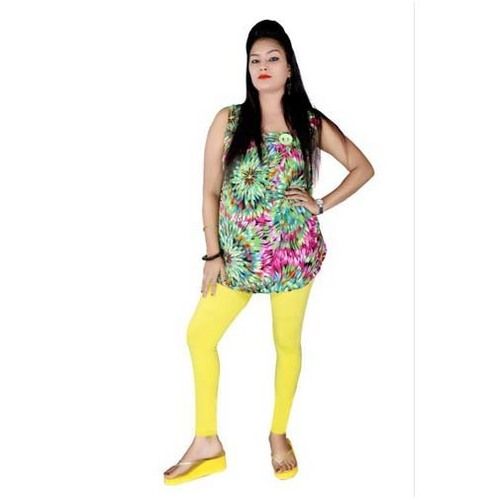 Washable Ladies Ankle Length Yellow Cotton Legging