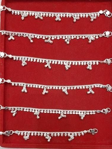 6 Inches Polished Silver Baby Anklets