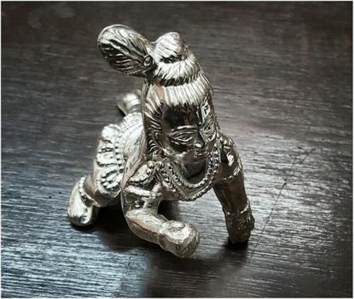 Light Weight Pure 925 Sterling Silver Laddu Gopal Murti Idol