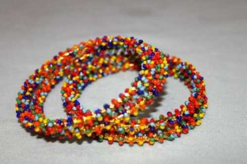 Fashion Womens Multicolored Beaded Bangles