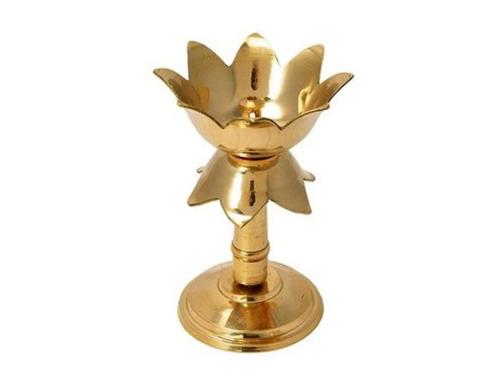 Golden Kamal Shape Brass Diya Stand