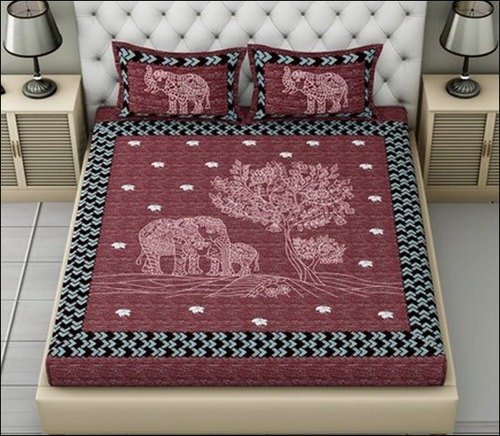 Green Attractive King Size Printed Bedsheets