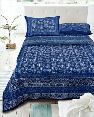 Green King Size Cotton Printed Bedsheet