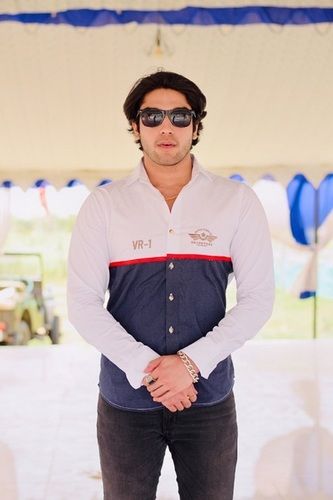 Rajputana White & Navy Blue Premium Casual Shirt