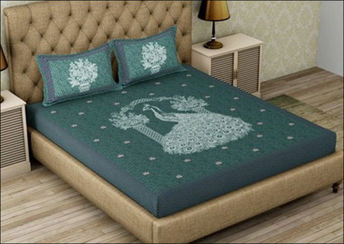 Green Stylish King Size Printed Bedsheets