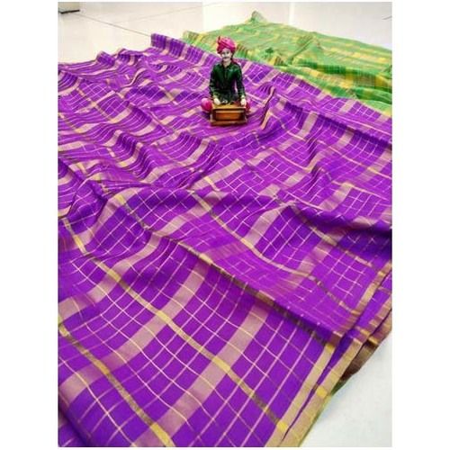 Various Uppada Check Saree With Blouse Piece