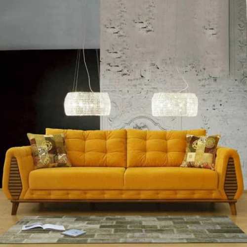 Yellow Four Seater Straight Sofa Set