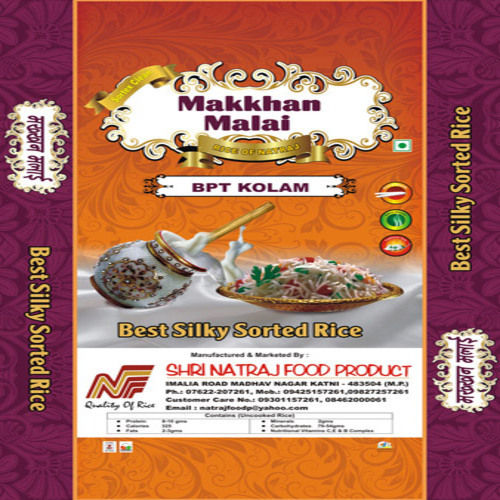 White Healthy And Natural Makkhan Malai Bpt Kolam Sorted Rice