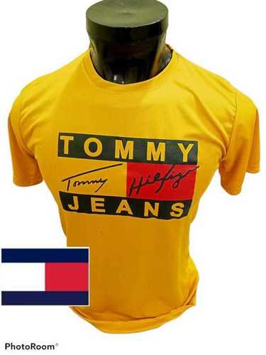 Plain Yellow Color Short Sleeves Mens T-Shirt