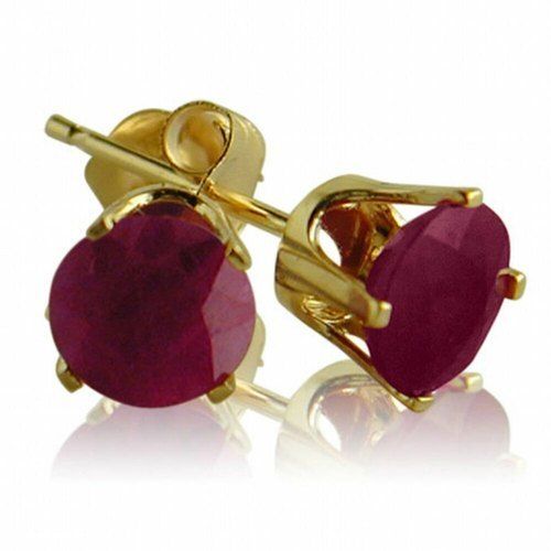 Gold Tops Ruby Stone Earrings - Color: Yellow