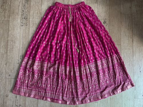 Casual Rayon Gold Print Skirt