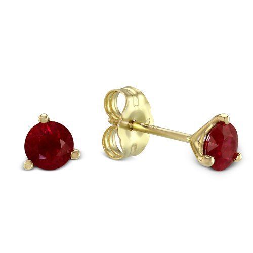 Ruby Stone Gold Tops Earrings - Color: Yellow