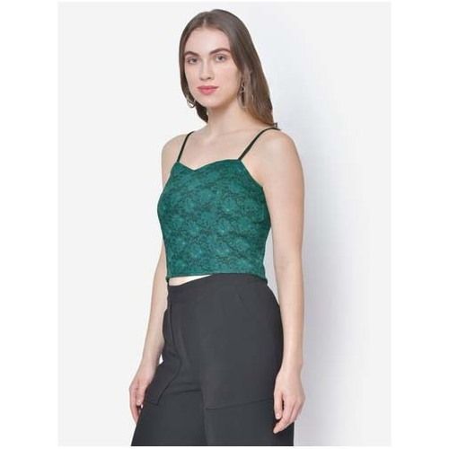 Embroidered Womens Green Lace Crop Bralette Cami Top