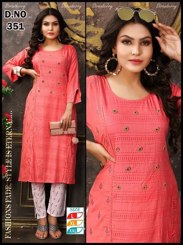 Designer Ladies Kurtis With Pant Bust Size: 22 Inch (In)