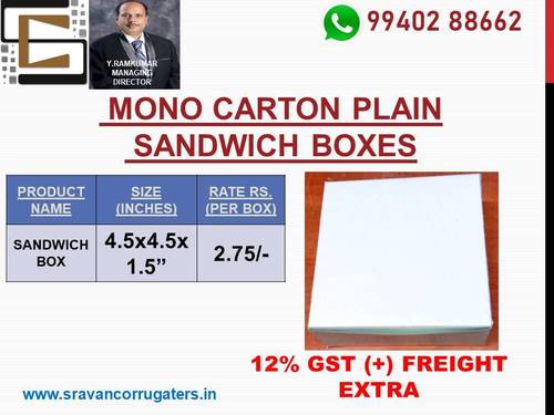 Mono Carton 320gsm Duplex Unprinted Sandwich Small Box