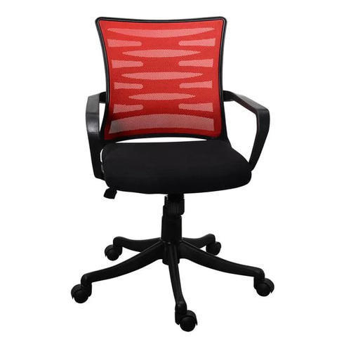 टिकाऊ काला और लाल मिड बैक एर्गोनोमिक चेयर