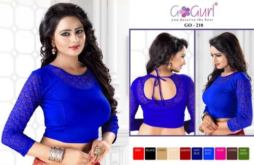 GO 210 Shimmer Lycra Blouses - Superior Quality, Customized Sizes (S, M, L) | All-Season, Anti-Wrinkle, Breathable, Washable, Custom Patterns