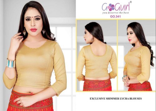 GO 339 Shimmer Lycra Blouses - Custom Pattern, Superior Long-Lasting Durability, Color Fastness, Anti-Wrinkle, Breathable, All Season Wear, Short Sleeves, Available in All Sizes